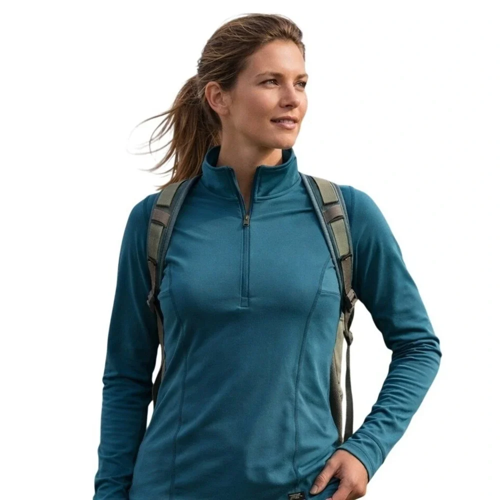 Patagonia Women's Capilene Midweight 1/4 Zip Baselayer Top Teal Blue- Size‎ S